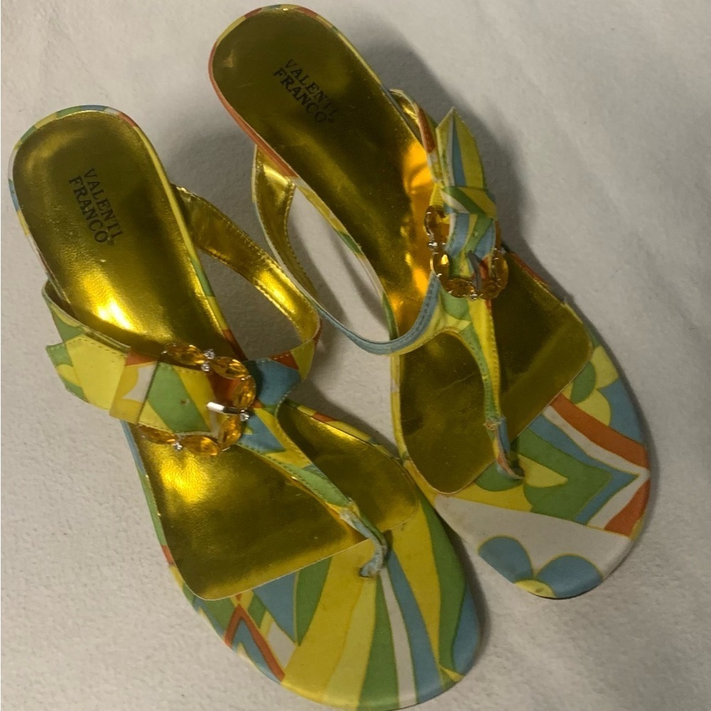 Valenti Franco Womens Nelly Jeweled Open Toe Multicolor Strappy Sandals Sz 8.5 M